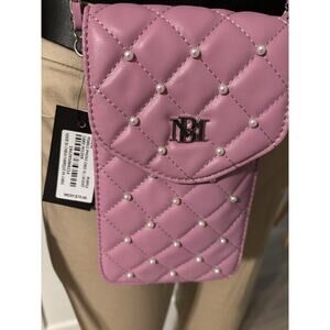 Badgley Mischka Purple / Mauve Quilted Pearl Crossbody Wallet Credit Card Slots